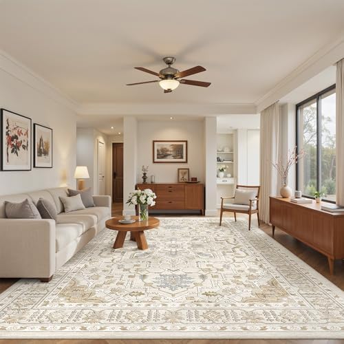 befbee 9x12 Area Rugs for Living Room, Washable Vintage Non Slip Rug Beige - Image 7