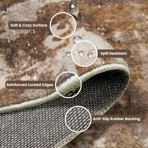 4x6 Rugs for Entryway - Modern Abstract Washable Rug, Ultra Soft Non Slip Low Pile Small Rug, Floor Carpet for Foyer Hallway Kitchen Laundry Bedroom Home(A‑Brown) - Image 6