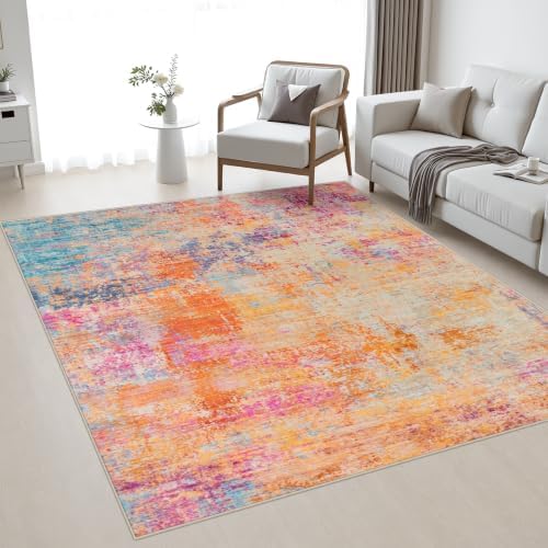 Area Rug Living Room: 4x4 Modern Washable Soft Carpet Galaxy Haze by FXRHLP