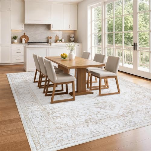 Area Rug 6x9 Living Room Rug Washable Beige Non-Slip Rugs - Image 3