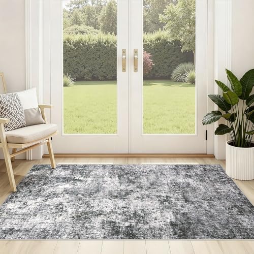 DMOYEST 3x5 Entryway Area Rug Washable Abstract Grey Small Carpet - Image 5