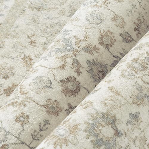 PureCozy 2x3 Taupe Area Rug Washable Vintage Non Slip Carpet - Image 6