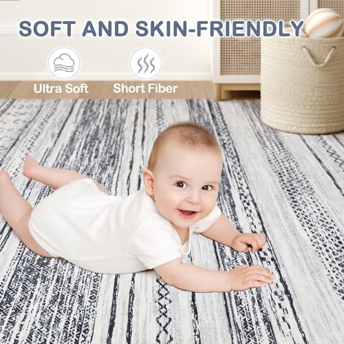 Tortania Area Rug Living Room Rugs - 12x15 Washable Large Soft Neutral Boho Moroccan Bohemian Farmhouse Rug Indoor Floor Carpet for Bedroom Under Dining Table Home Office Decor - Grey - Image 5