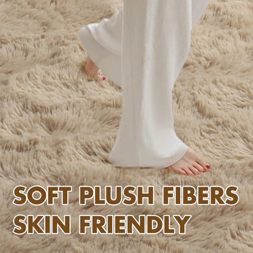 6x9 Ft Large Shag Beige Rugs for Living Room Bedroom, Ultra Soft Fluffy Furry Area Rugs for Playroom Indoor Floor, Aesthetic Carpet for Kids Home Decor - Image 4