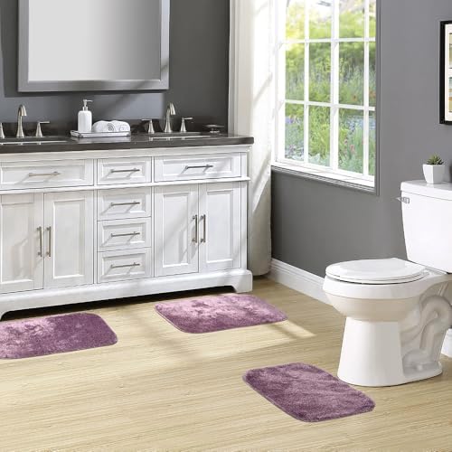 Garland Rug Traditional Nylon Washable Purple 3 Bath Rugs (17" X 24", 21" X 34", 21" X 34") - Soft, Absorbent, and Stylish for Your Bathroom - Image 2