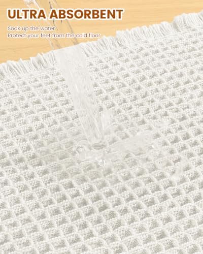 Smiry Waffle Bathroom Rugs Sets 2 Piece (60x20+30x20, White) - Image 4