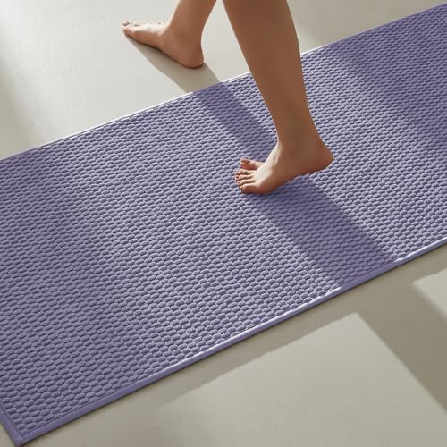 TYUU Bathroom Runner Rugs, Long Bath Mat Runner Washable Thin Quick Dry Low Pile Bathroom Runner Rugs Non Slip, Lavender 16"x60" by TYUU