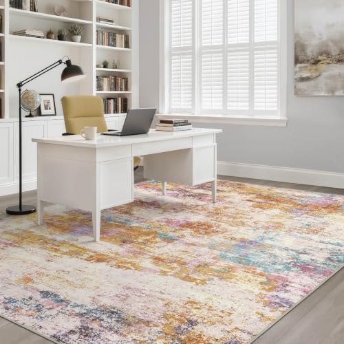 LOONGRUG 6x8 Area Rug Washable Neutral Modern Living Room Rug Multi Gold - Image 7