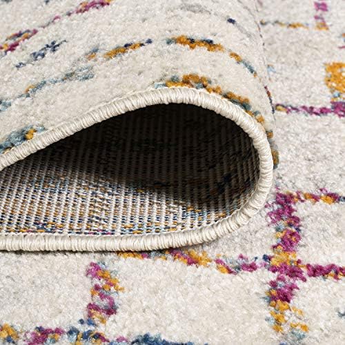 JONATHAN Y Boho Vintage Diamond Ivory/Multi Indoor Area Rug 8X10 ft, Moroccan Hype for Living Room, Bedroom, Kitchen, Office, Easy-Cleaning, High Traffic, Pet-Friendly, Non-Shedding (MOH101E-8) - Image 5