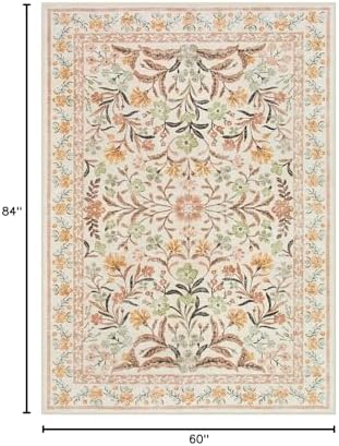Lahome 5x7 Fall Floral Nursery Rug, Boho Fall Washable Rugs for Living Room - Image 2