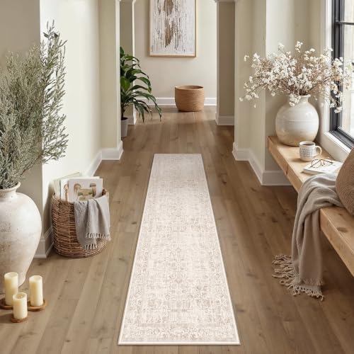 PureCozy Beige Runner Rug 2x8 Vintage Floral - Image 2