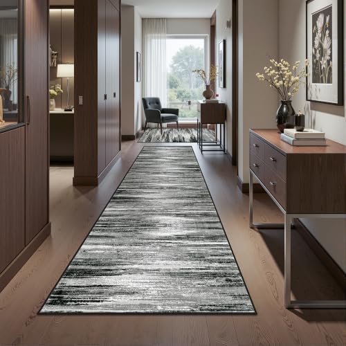 2x10 Runner Rug Non Slip,Washable Hallway Runner Rug,Black - Image 3