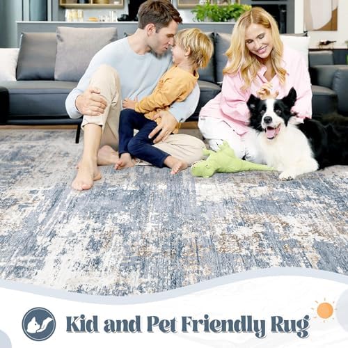 XLUEZ 2x8 Runner Rug for Hallway, Washable Modern Abstract Runner Rugs Neutral Soft Non Slip Kids Rug Stain Resistant Indoor Runners for Hallways Entryway Bedroom Kitchen Laundry Room(Blue, 2'x8') - Image 6