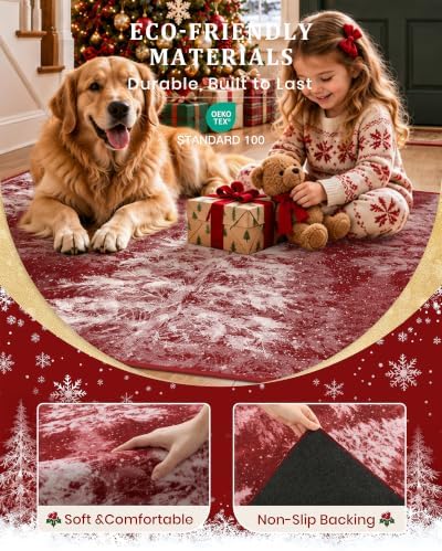 Madane Christmas Runner Rug 2x10 for Hallway, Washable Soft Kitchen Rug Red - Image 6