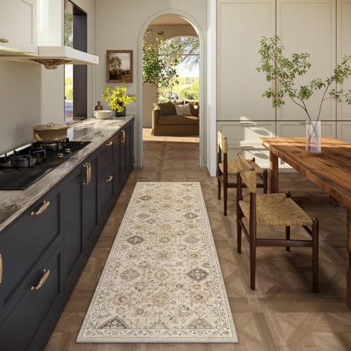 Machine Washable Hallway Runner Rug: 2'6"x8' Kitchen Rugs Stain Resistant Non Slip Low Pile Soft Carpet Runners for Hallways Indoor Entryway Kitchen Beside Bedroom Bathroom Farmhouse - Image 2