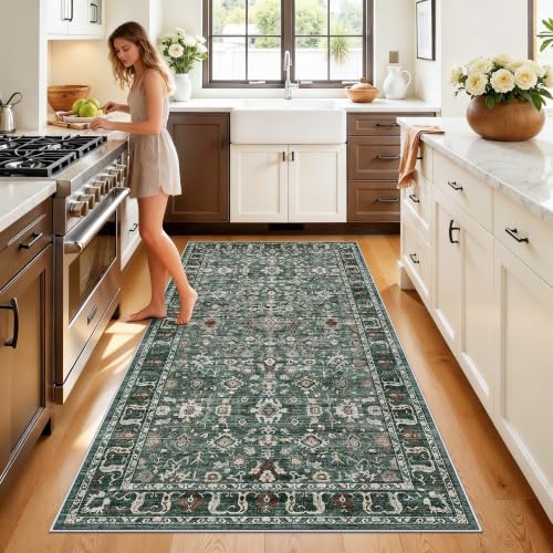 Washable Hallway Runner Rug 4x8: Wide 8ft Runner for Kitchen Entry Non Slip by TOPRUUG