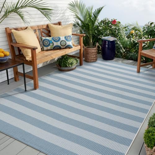 OJIA Striped Area Rug 5'x7' Outdoor Rug, Washable Patio Rugs Camping Rug by OJIA