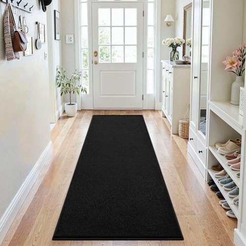 ISEAU 2x6 Soft Runner Rug for Hallway, Washable and Non-Slip, Black - Image 5