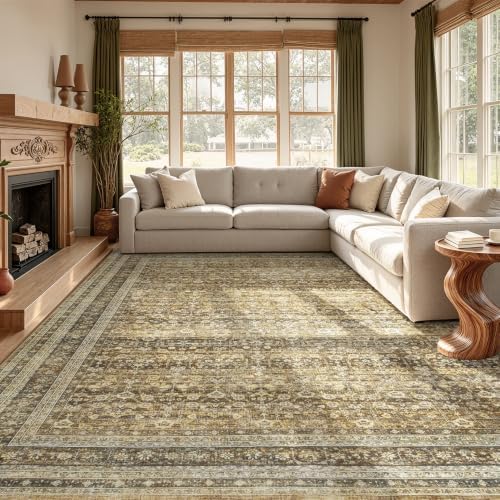 8x10 Area Rugs for Living Room Bedroom, Washable Vintage Boho Brown - Image 3