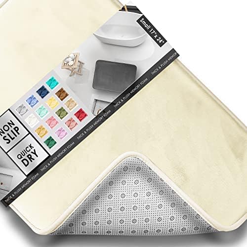 Clara Clark Bathroom Rugs, Velvet Memory Foam Bath Mat, Non-Slip, Machine Washable Bath Rugs - Dries Quickly, Ultra Soft Plush Bath Mats for Bathroom, 17 x 24, Solid White by ClaraClark