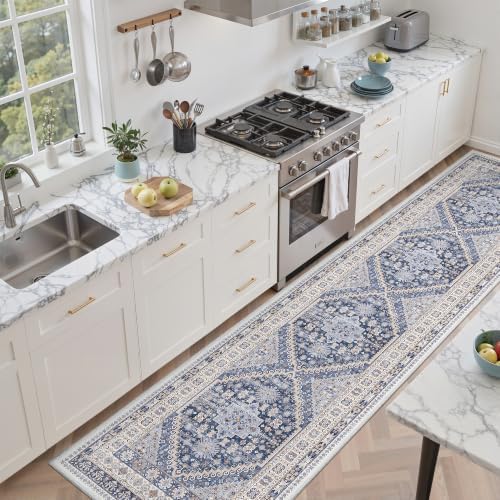zesthome 2x8 Runner Rug Non Slip,Washable Hallway Runner Rug,Blue - Image 4