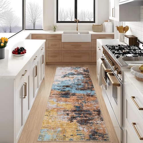 GarveeHome Machine Washable Runner Abstract Hallway Rugs 2x6 Yellow - Image 2