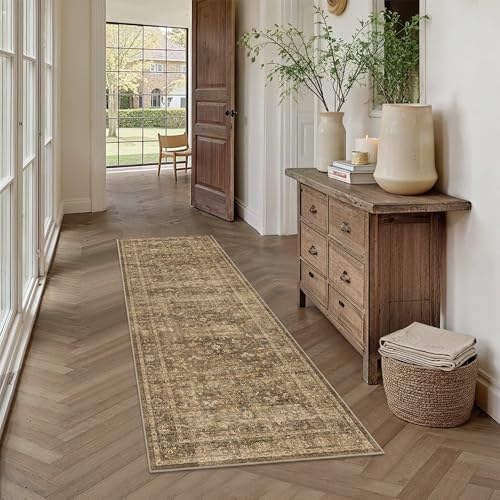 2x6 Washable Kitchen Runner Rug Non-Slip Vintage Brown Throw Carpet - Image 4