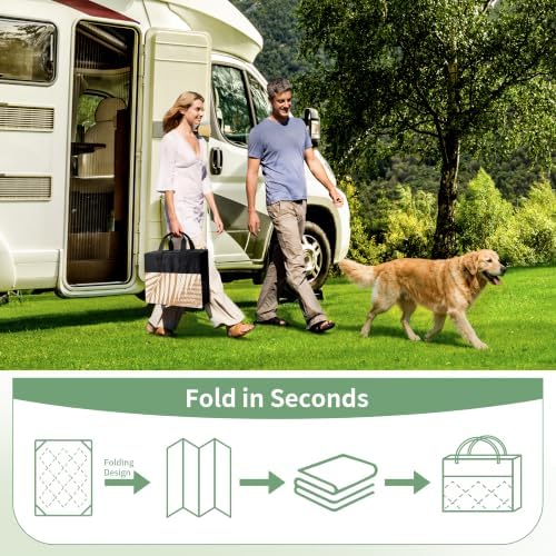 GENIMO Outdoor Rug, Waterproof Plastic Rugs 10'x14' for Camping Brown Beige - Image 6