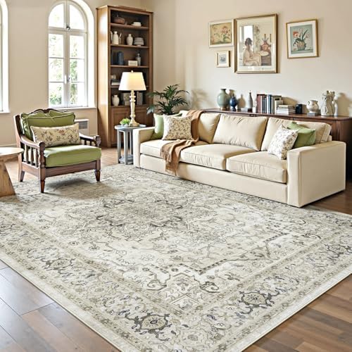 Lofus 5x7 Beige Area Rugs for Bedroom Living Room, Vintage Boho Carpet - Image 3