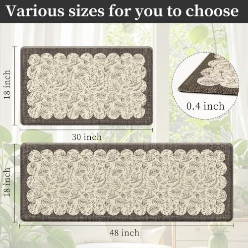 2PCS Vintage Anti-Fatigue Kitchen Mats, Non-Slip Waterproof Rugs for Floor - Image 2