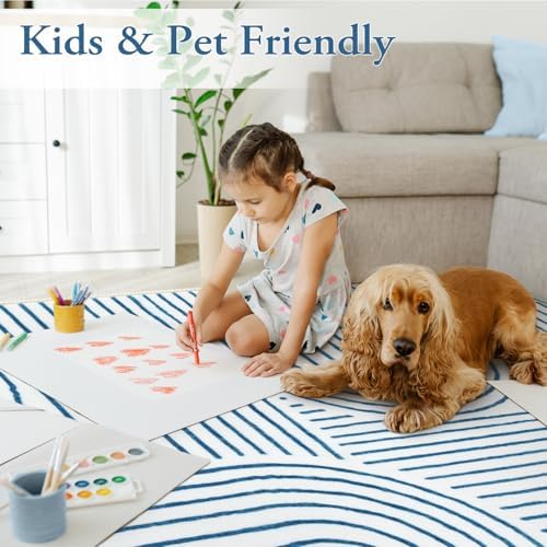 Lahome Abstract Washable Rugs, 4x6 Blue Rug for Bedroom Nursery Living Room - Image 4