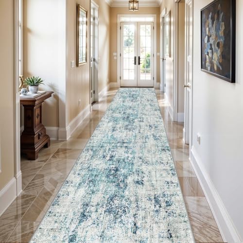 3x15 Long Hallway Runner Rug Non-Slip Washable Rugs Ocean Mist by WIEVEDENS