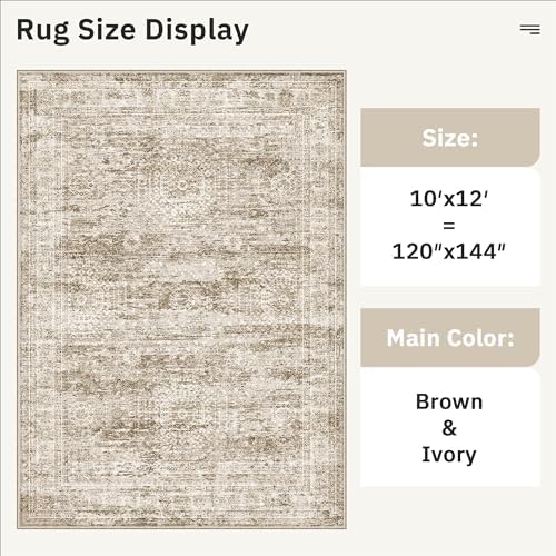 Soalmost 10x12 Area Rugs for Living Room Washable Rug Non-Slip Brown - Image 5