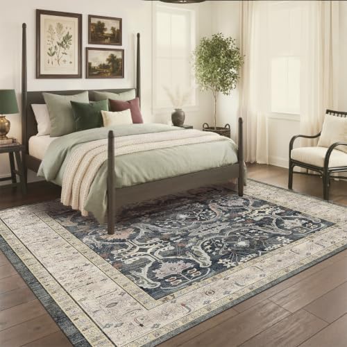 Area Rug Living Room Rugs 5x7 Washable Floral Rug - Image 3