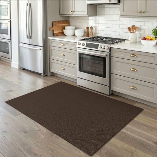 EARTHALL Washable Area Rug, Non Slip Entryway Rug, 4x5 Ft, Brown/Coffee - Image 5