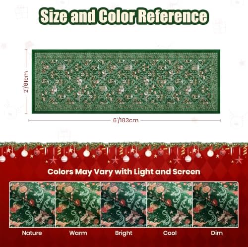 Christmas Runner Rug 2x6, Washable Rugs for Bedroom (2'x6', Green) - Image 2