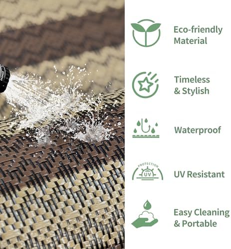 GENIMO Outdoor Rug, Waterproof Plastic Rugs for Patio, 6'x9' Brown Greige - Image 6