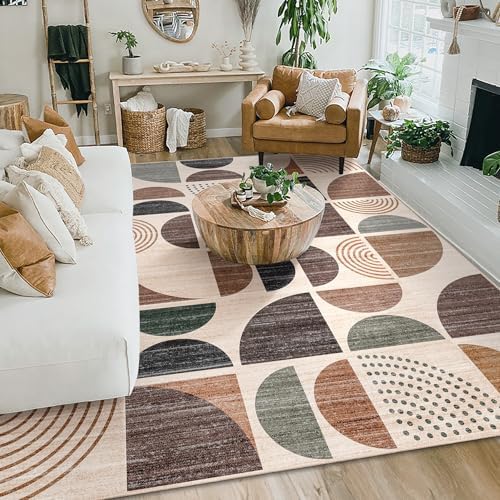 MUJOO Washable Rug 8x10,Large Area Rugs Non Slip Modern Abstract - Image 3