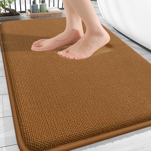 OLANLY Thick Memory Foam Bathroom Rugs 30x20, Absorbent Bath Mat, Ochre by OLANLY