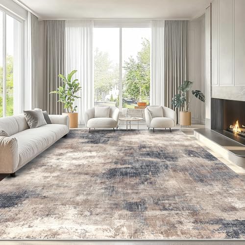 Amada Washable 8'x10' Abstract Area Rug for Living Room Brown - Image 2