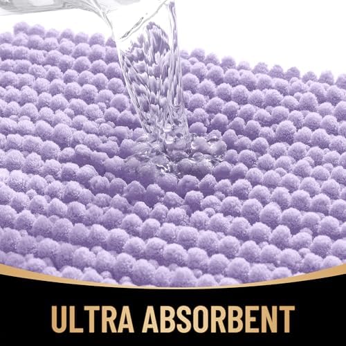 OLANLY Thick Chenille Bathroom Runner Rugs Mats 47x24, Lavender - Image 3