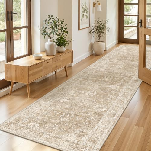 Madane Runner Rug 3x12 for Hallway, Kitchen Non-Slip Runner Rug Beige/Brown - Image 3