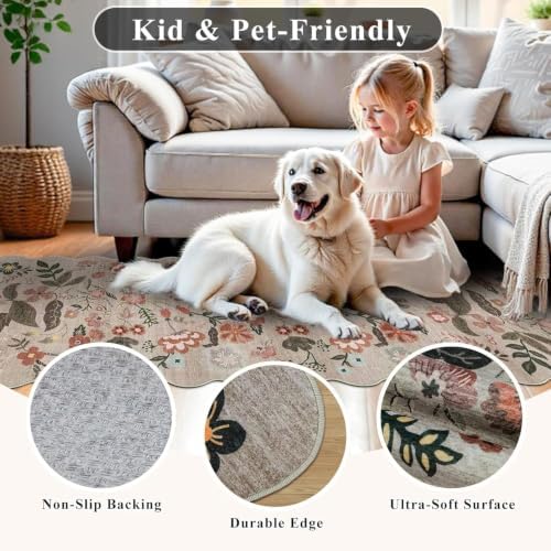 30x20 Bath Mat Bathroom Rugs: Vintage Low-Pile Thin Door Mat Beige-Brown - Image 6
