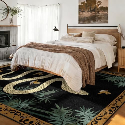 Bohemian Snake Area Rug 2x3 Dark Gothic Non Slip Carpet - Image 4