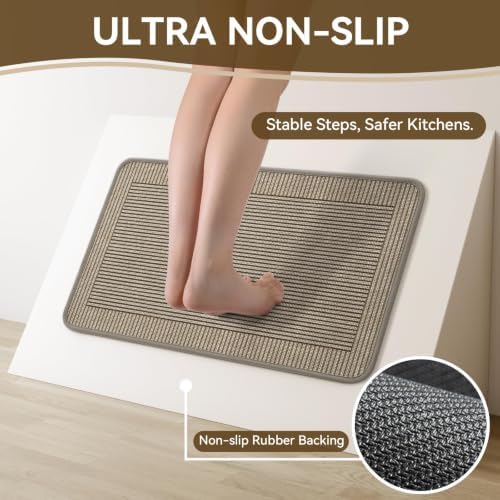 Kitchen Rugs Set of 2, Kitchen Mats for Floor,20x32+20x71 Brown - Image 3