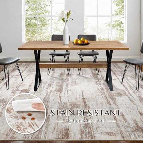 kakania Abstract 8x10 Area Rugs for Living Room: Washable Rugs Light Brown - Image 5