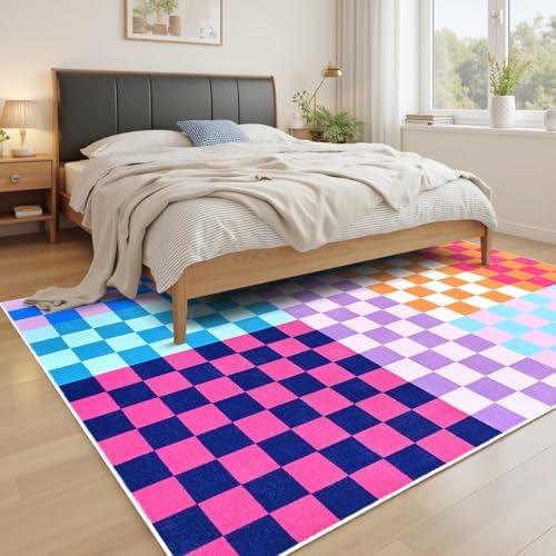 Terrug Multicolored Checkered Rug for Living Room, 6x9 Soft Area Rugs - Image 2