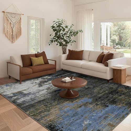 GarveeHome 4x6 Washable Area Rug Modern Abstract Gray Brown - Image 2