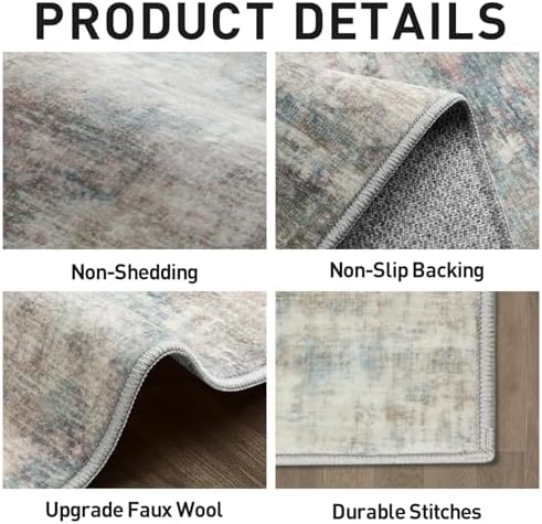 5x7 Area Rugs for Living Room: Washable Abstract Multi Color Bedroom Carpet - Image 5