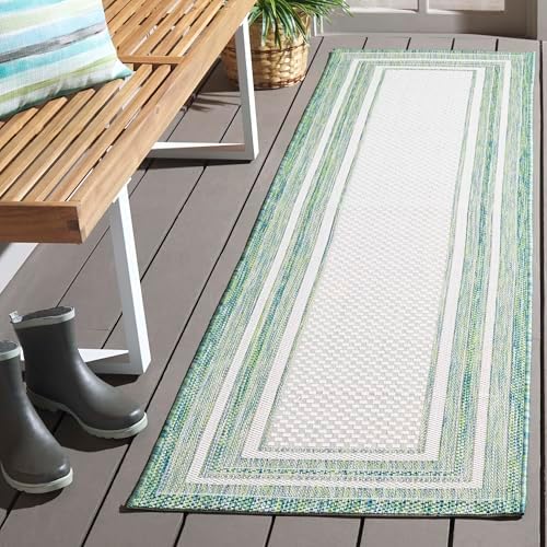 SAFAVIEH Washable Rug Outdoor Courtyard Collection - 2'3" x 6'7" Runner, Ivory & Green, Non-Shedding & Easy Cleaning, Ideal for Patio, Entryway, Mudroom, Hallway, Kitchen (CY8475-55712) - Image 7